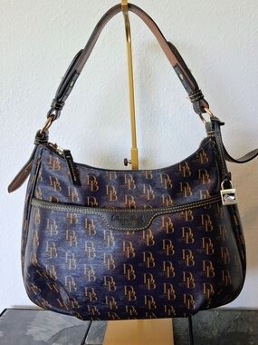 Dooney & Bourke Brown and Tan Logo Shoulder Bag; Gorgeous Classic; Like New